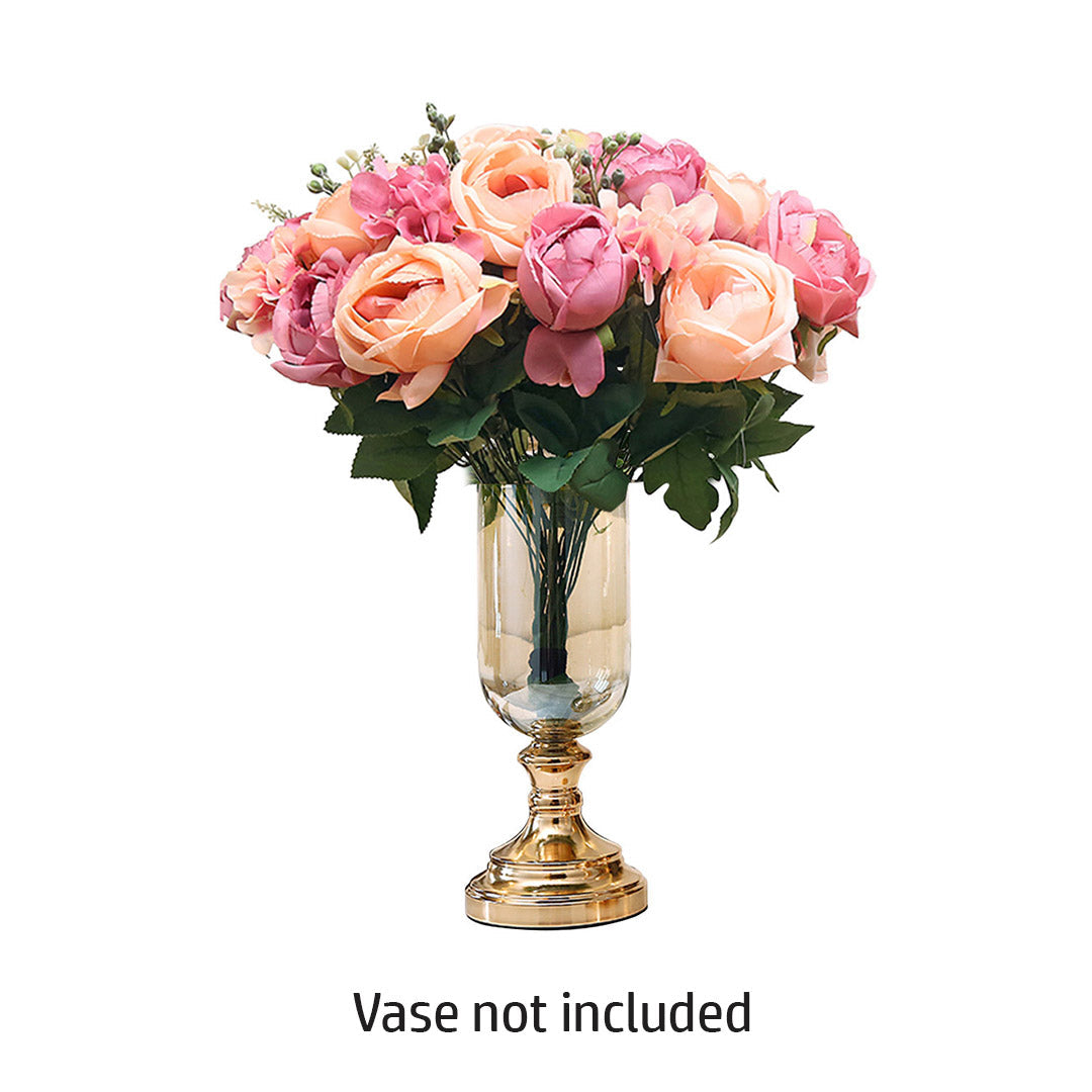 3pcs Artificial Silk Rose with 15 Heads Flower Bouquet - Pink