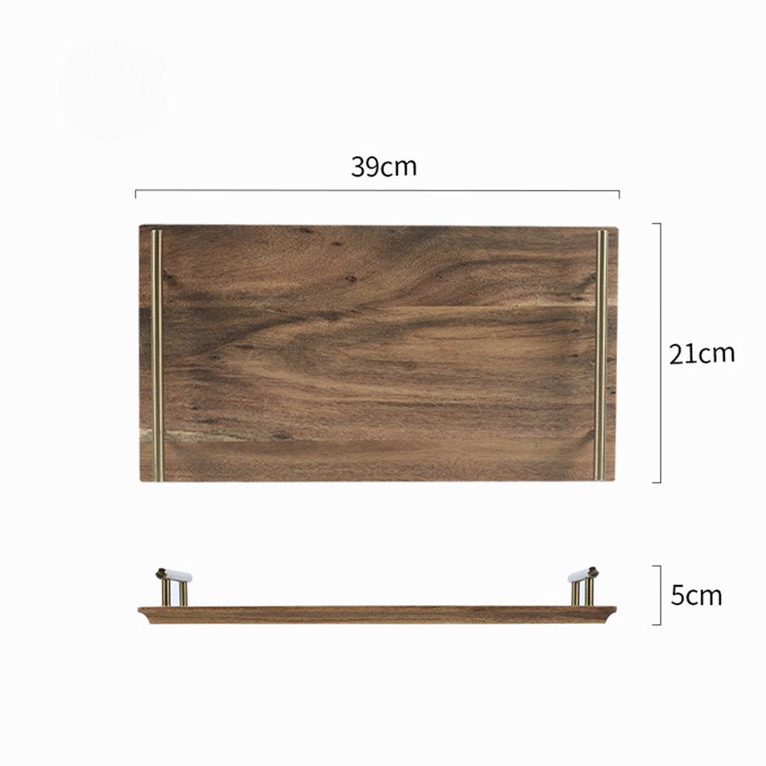 Brown Rectangle Wooden Acacia Food Serving Tray Charcuterie Board - 39cm