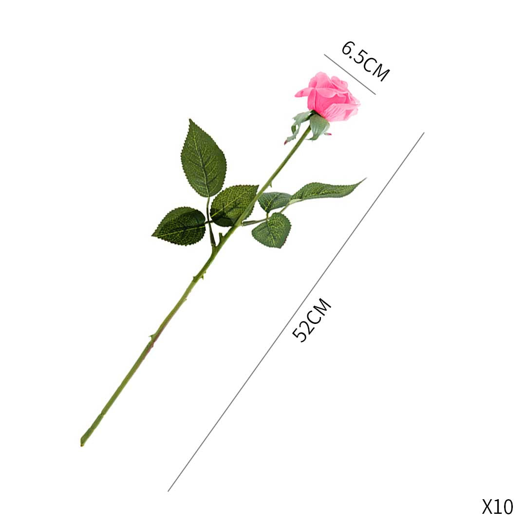 Artificial Silk Rose Flower Bouquet (10pcs) - Pink