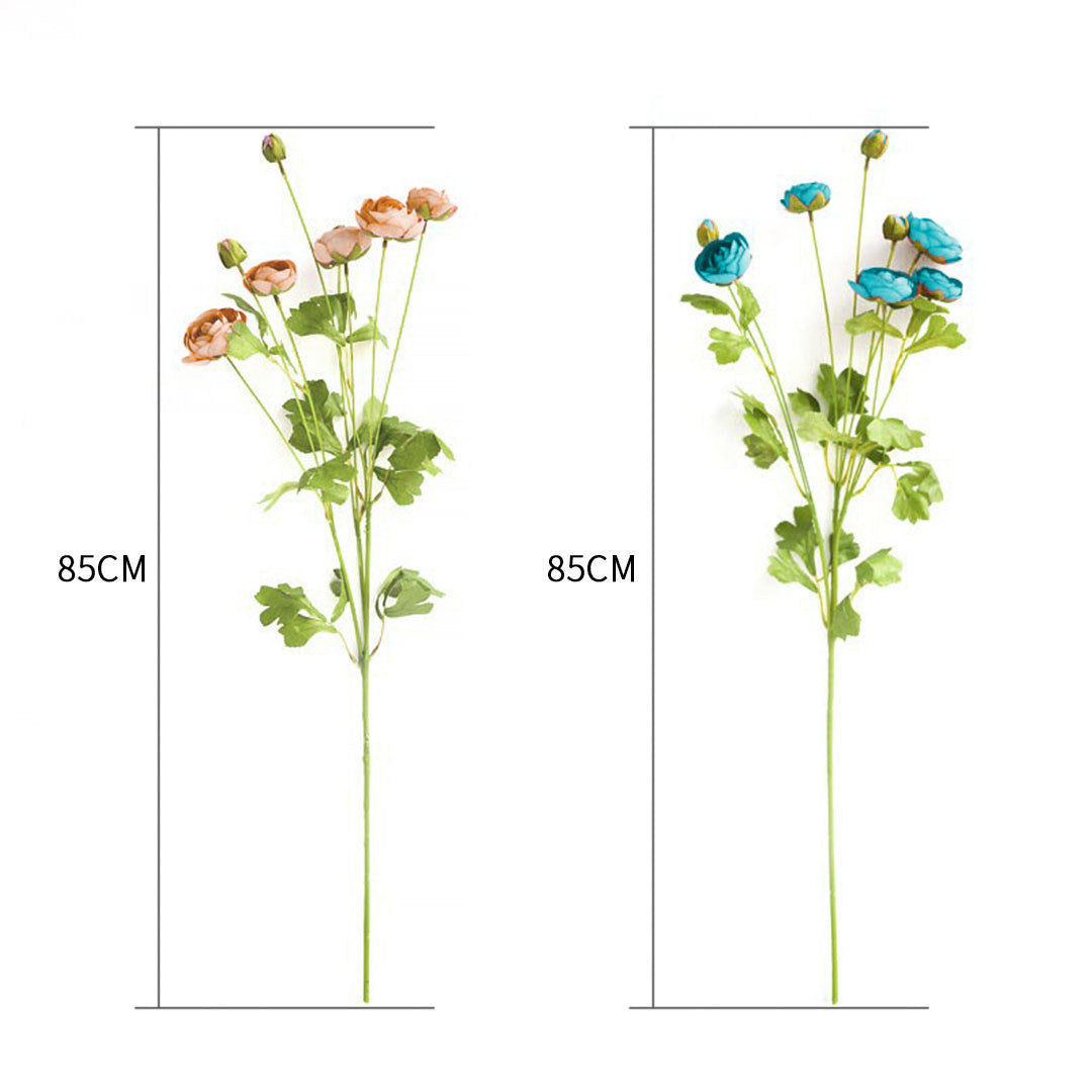 Clear Glass Tall Floor Vase with 12pcs Artificial Pink & Blue Silk Flower Set - 85cm tall