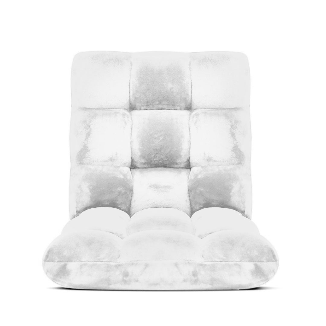 Reclining & Folding Lounge Floor Sofa/ Futon/ Couch/ Cushioned Chair - White