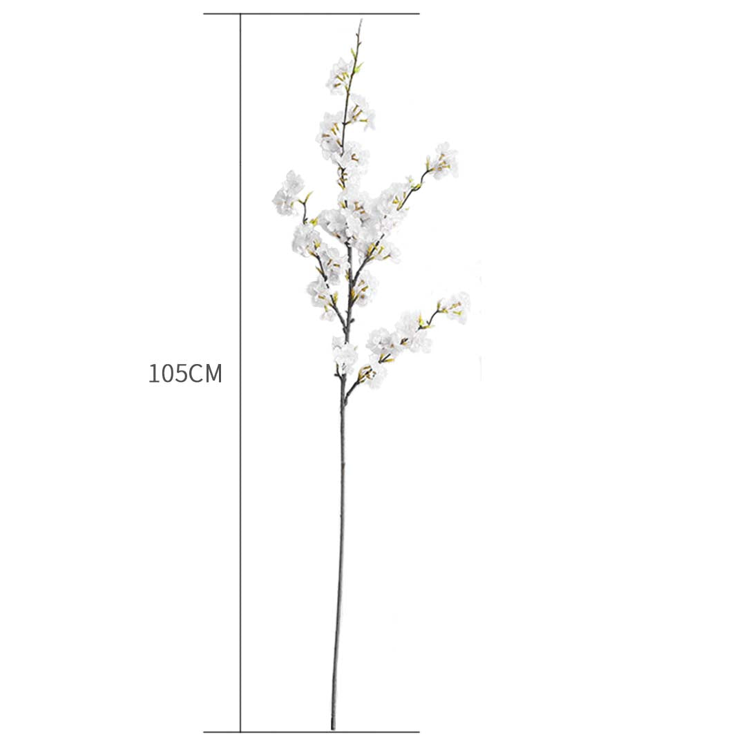 Tall Green Glass Floor Vase & White Artificial Flower Set (10pcs) - 51cm tall