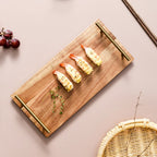 Brown Rectangle Wooden Acacia Food Serving Tray Charcuterie Board - 30cm