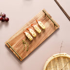Brown Rectangle Wooden Acacia Food Serving Tray Charcuterie Board - 36cm