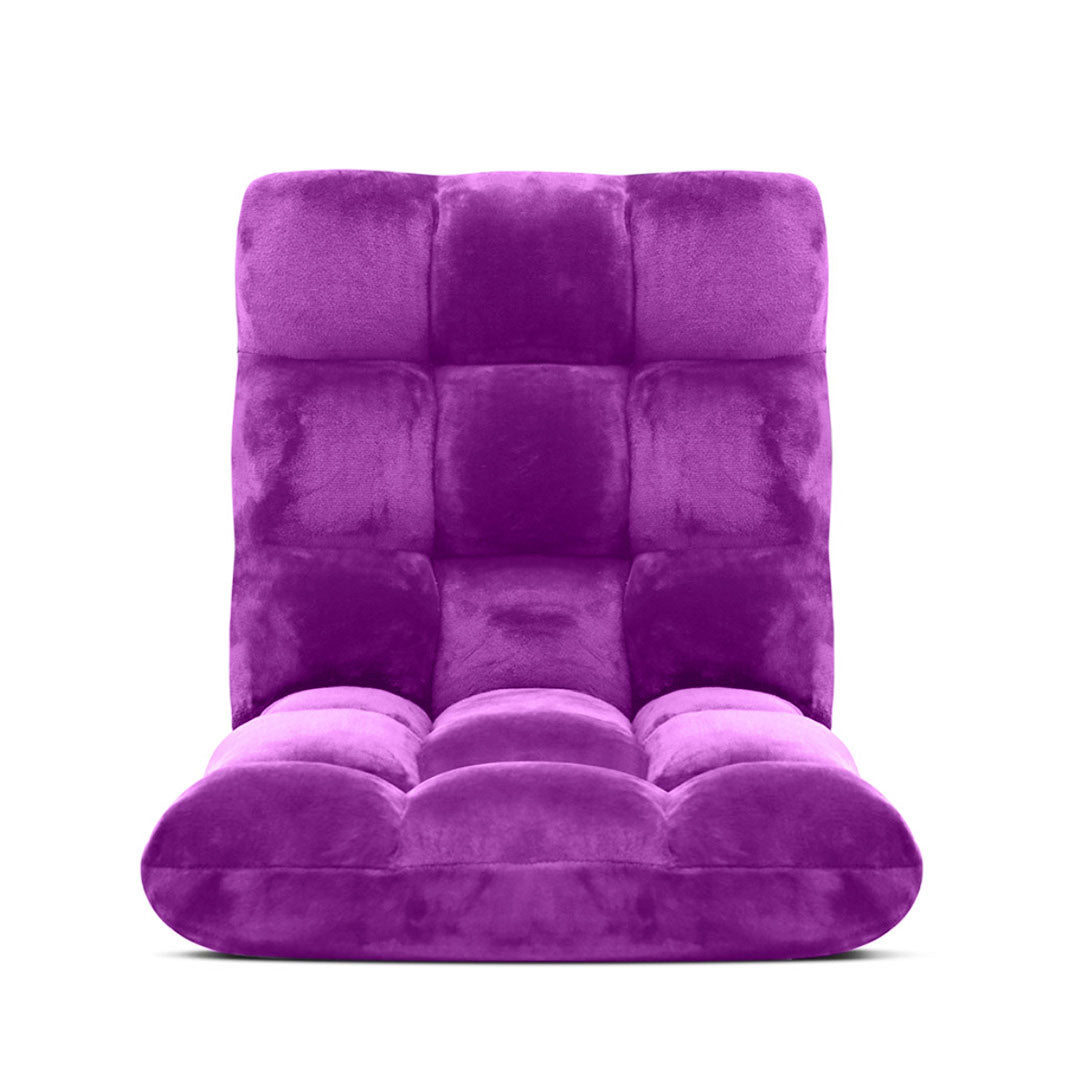 Reclining & Folding Floor Lounge Sofa/ Futon/ Couch/ Cushioned Chair - Purple