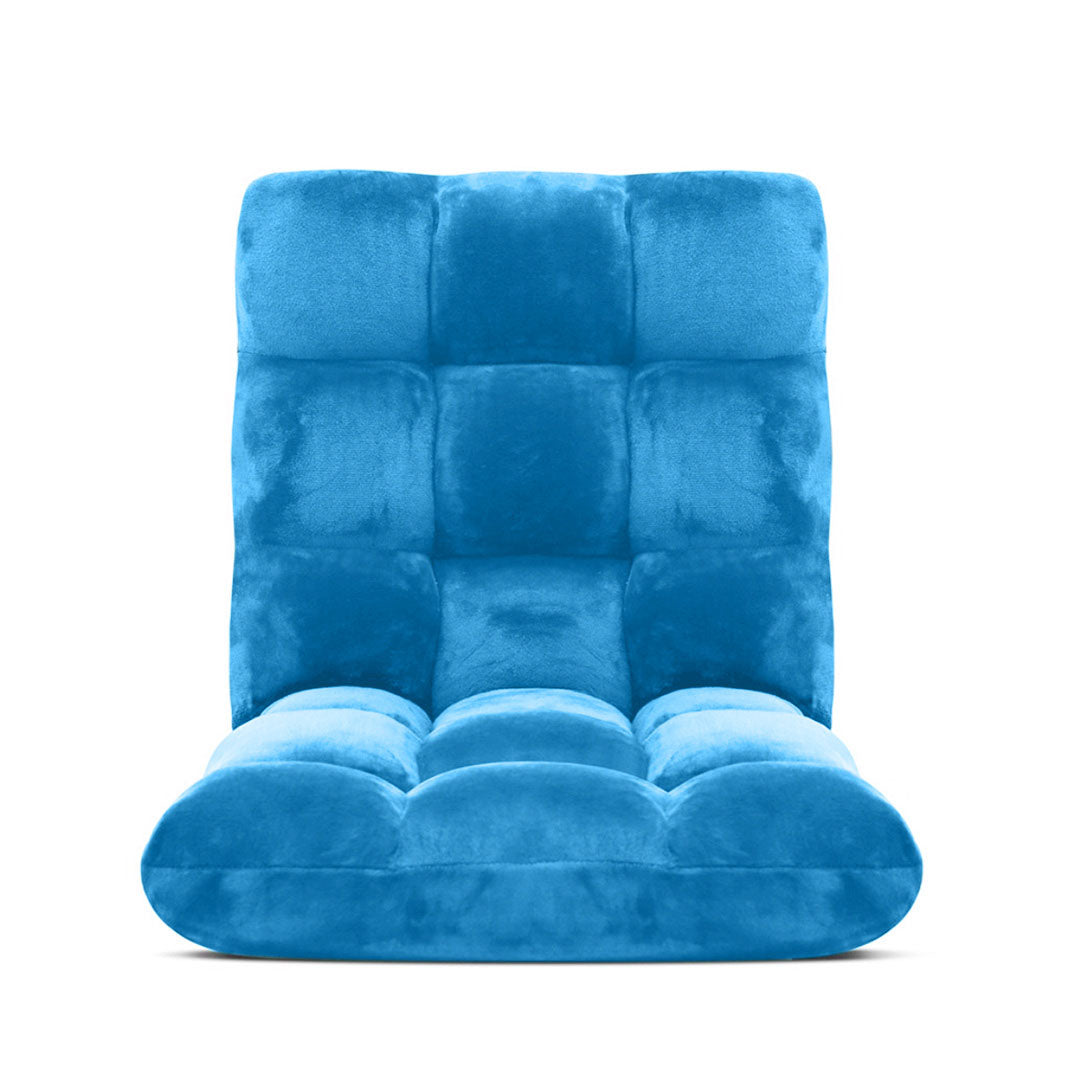 Reclining & Folding Floor Lounge Sofa/ Futon/ Couch/ Cushioned Chair - Blue