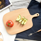 Brown Rectangle Wooden Serving Tray Chopping Board with Handle - 33cm