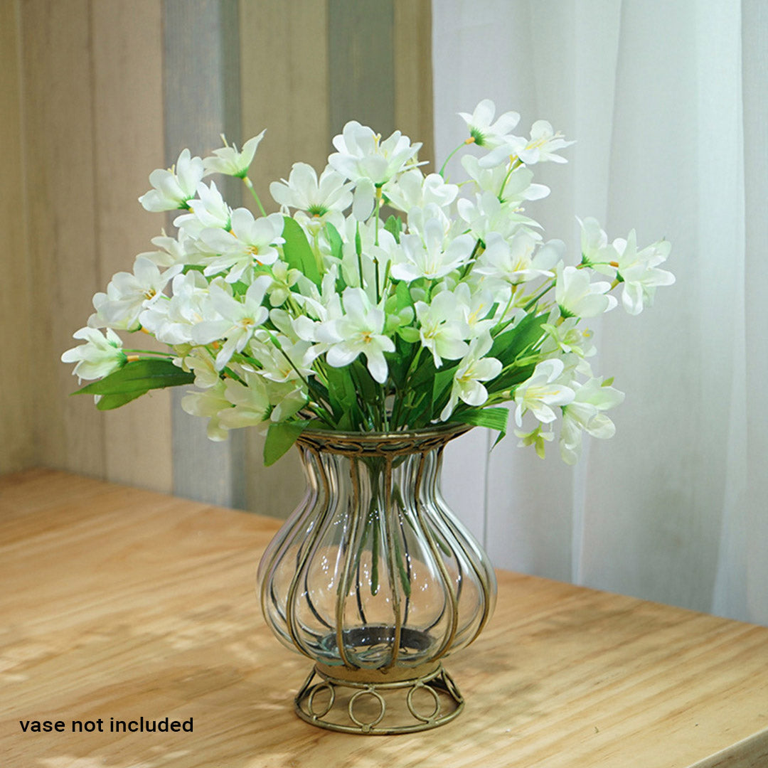 10 Bunches Artificial Silk Lilium Nanum 6 Heads Bridal Bouquet - White