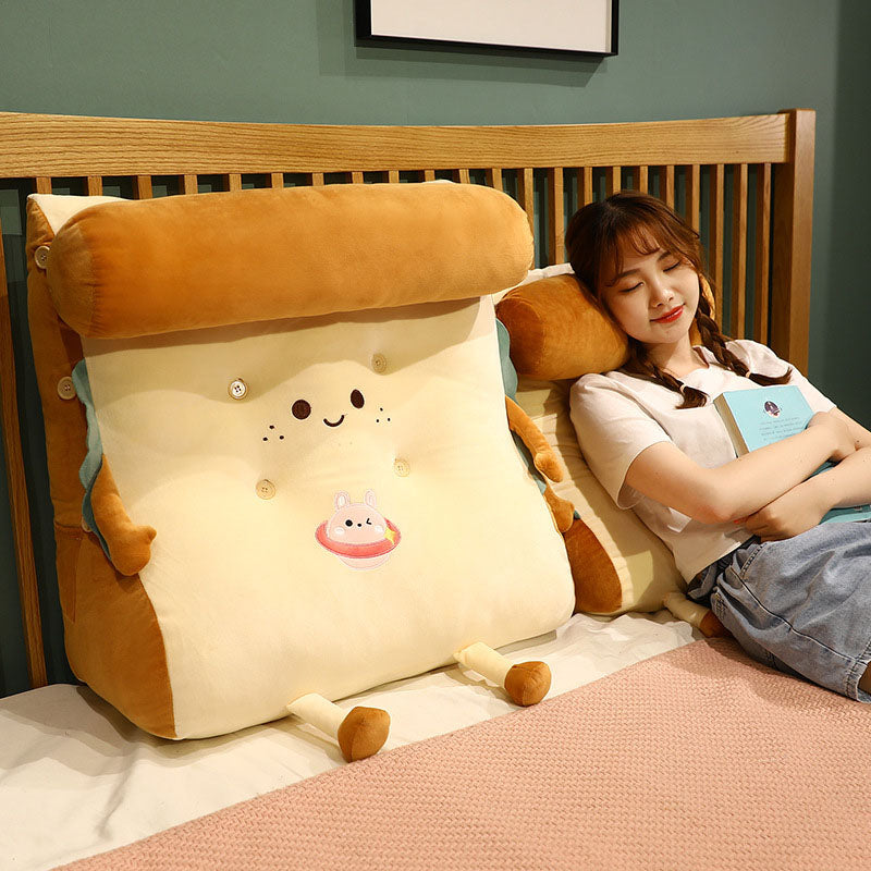 Smiley Face Cartoon Toast Bread Wedge Plush Cushion - 60cm