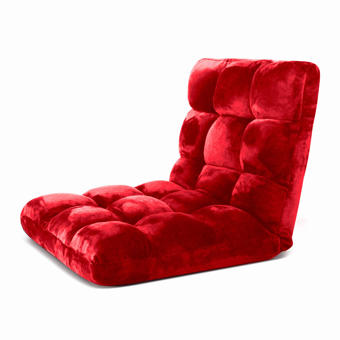 Recliner & Folding Floor Sofa/ Futon/ Couch/ Cushioned Chair - Red