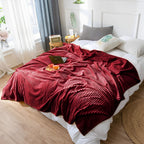 Throw Blanket Knitted Striped Pattern - Burgundy
