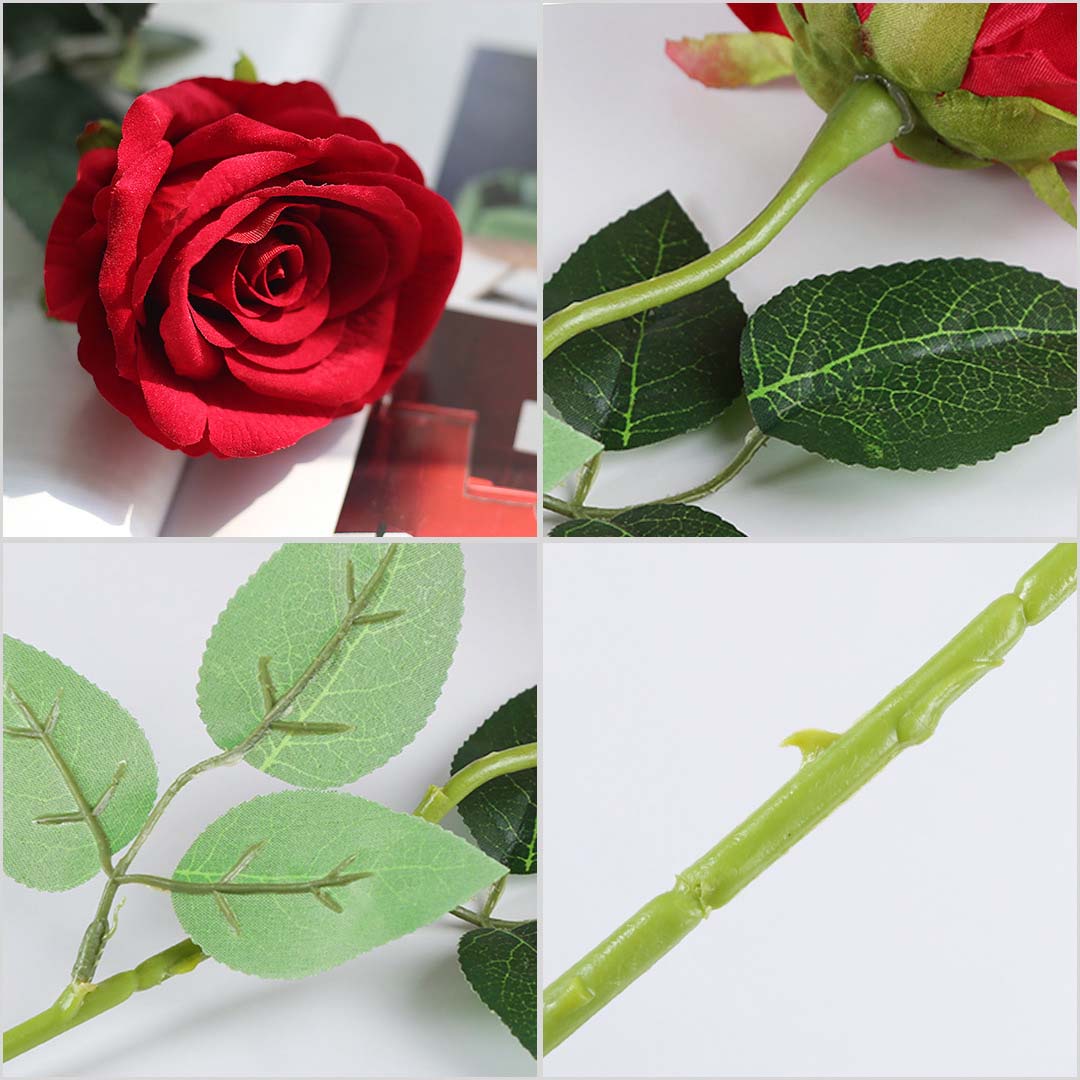 Artificial Silk Rose Bouquet (5pcs) - Red