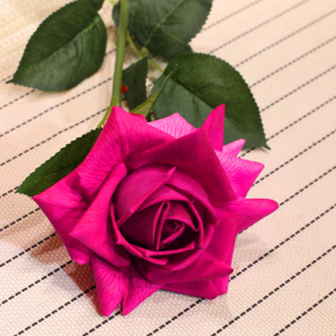 Artificial Silk Rose Flower Bouquet (12pcs ) - Dark Pink