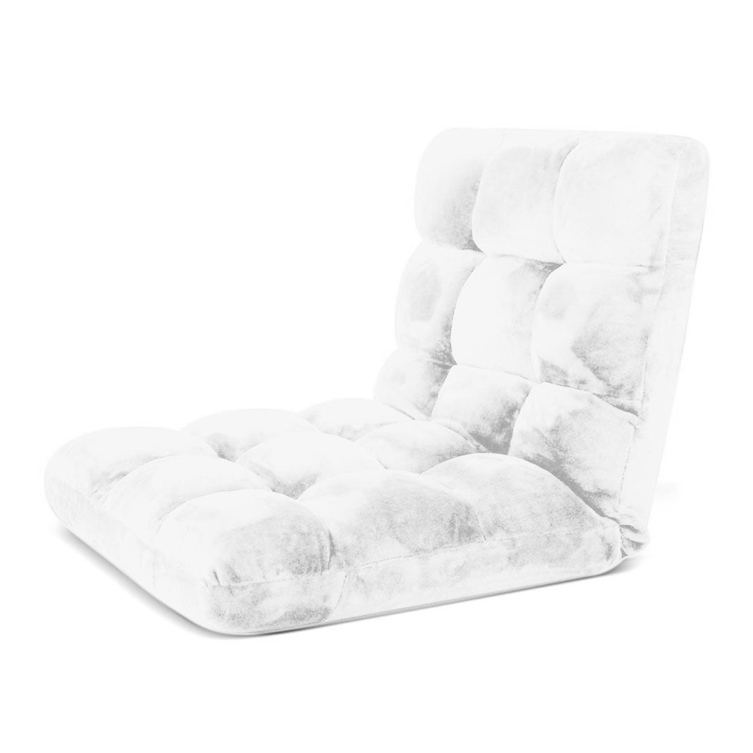 Reclining & Folding Lounge Floor Sofa/ Futon/ Couch/ Cushioned Chair - White