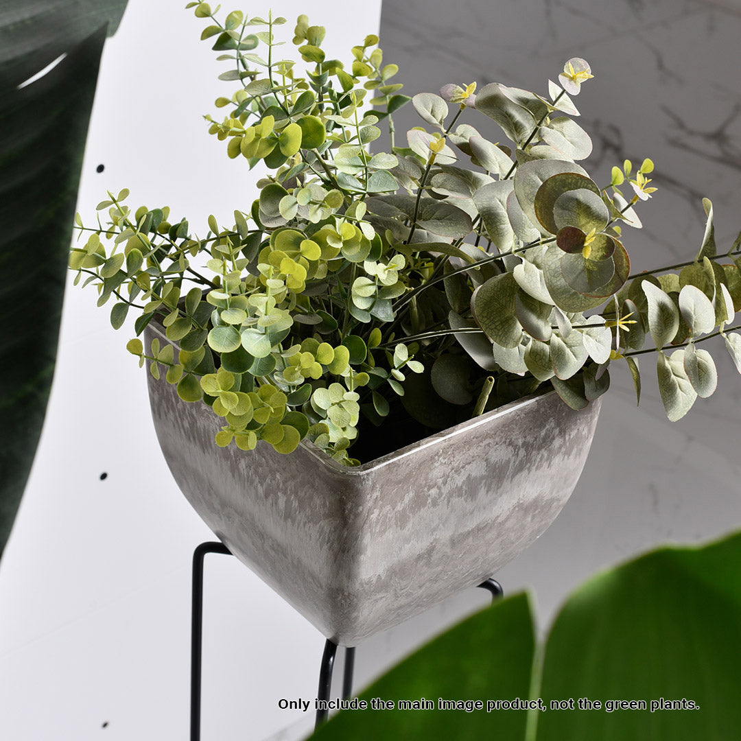 Rock Grey Square Resin Planter Pot in Cement Pattern - 32cm