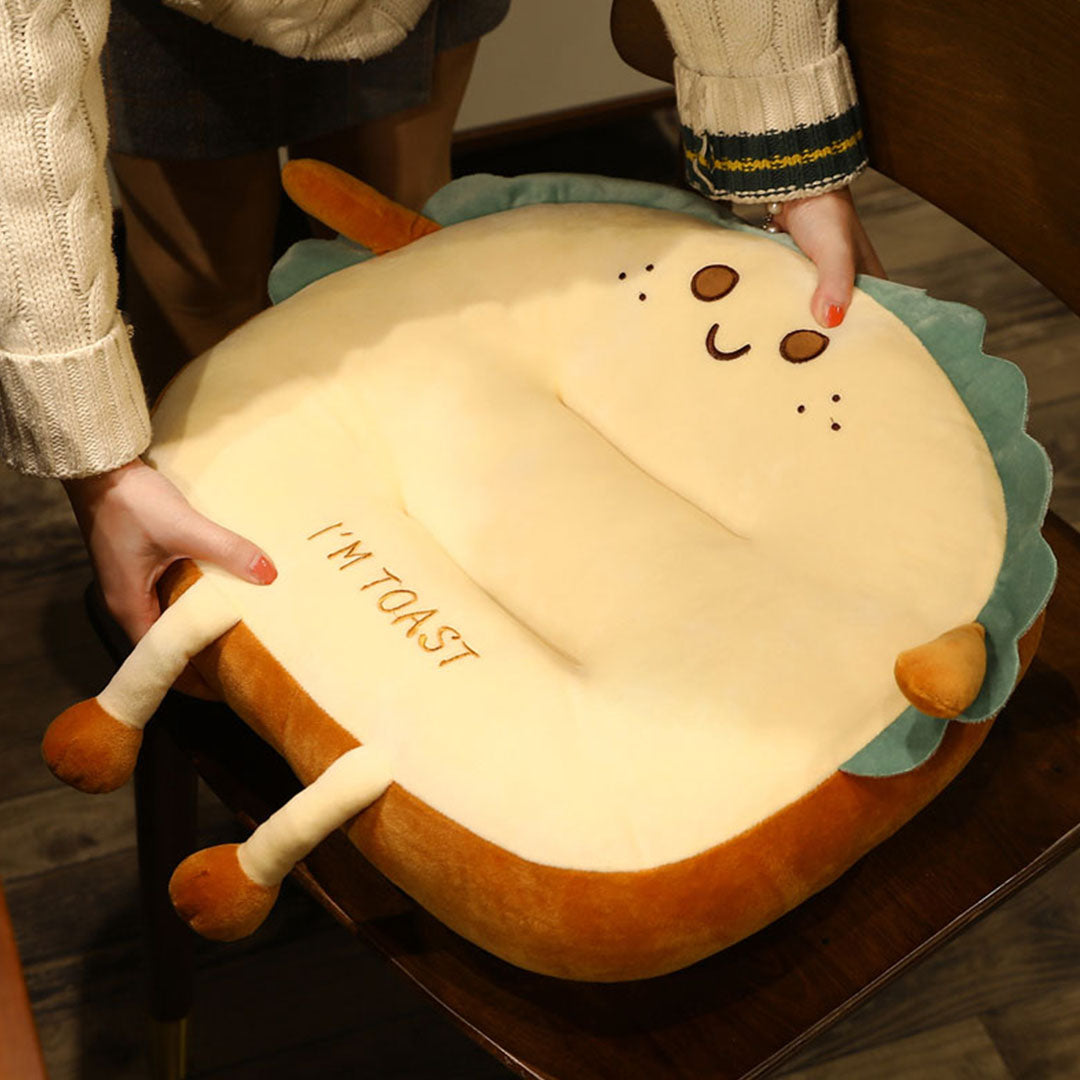 Smiley Cartoon Face Toast Bread Plush Cushion - 40cm