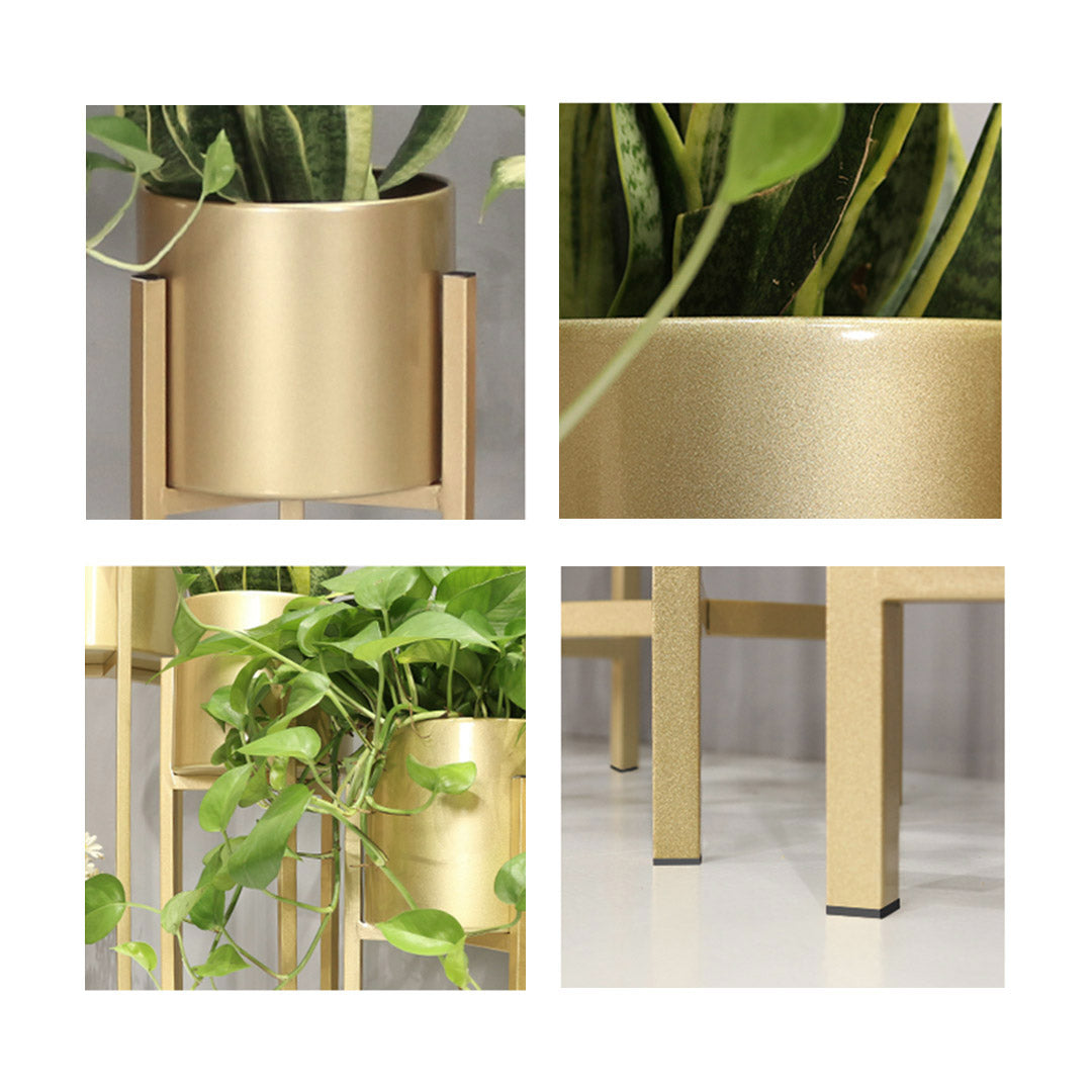 Gold Metal Corner Plant Stand with Gold Pot Holder - 30cm