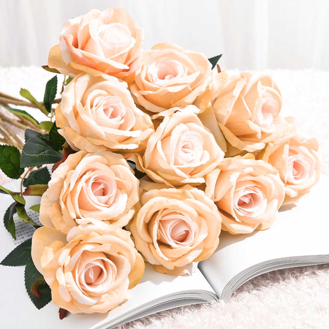 Artificial Silk Rose Flower Bouquet (10pcs) - Champion