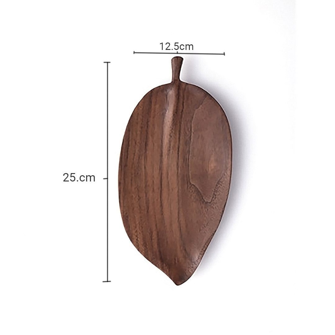 Set of 2 Leaf Shape Wooden Tray Charcuterie Serving Board Paddle - Walnut 