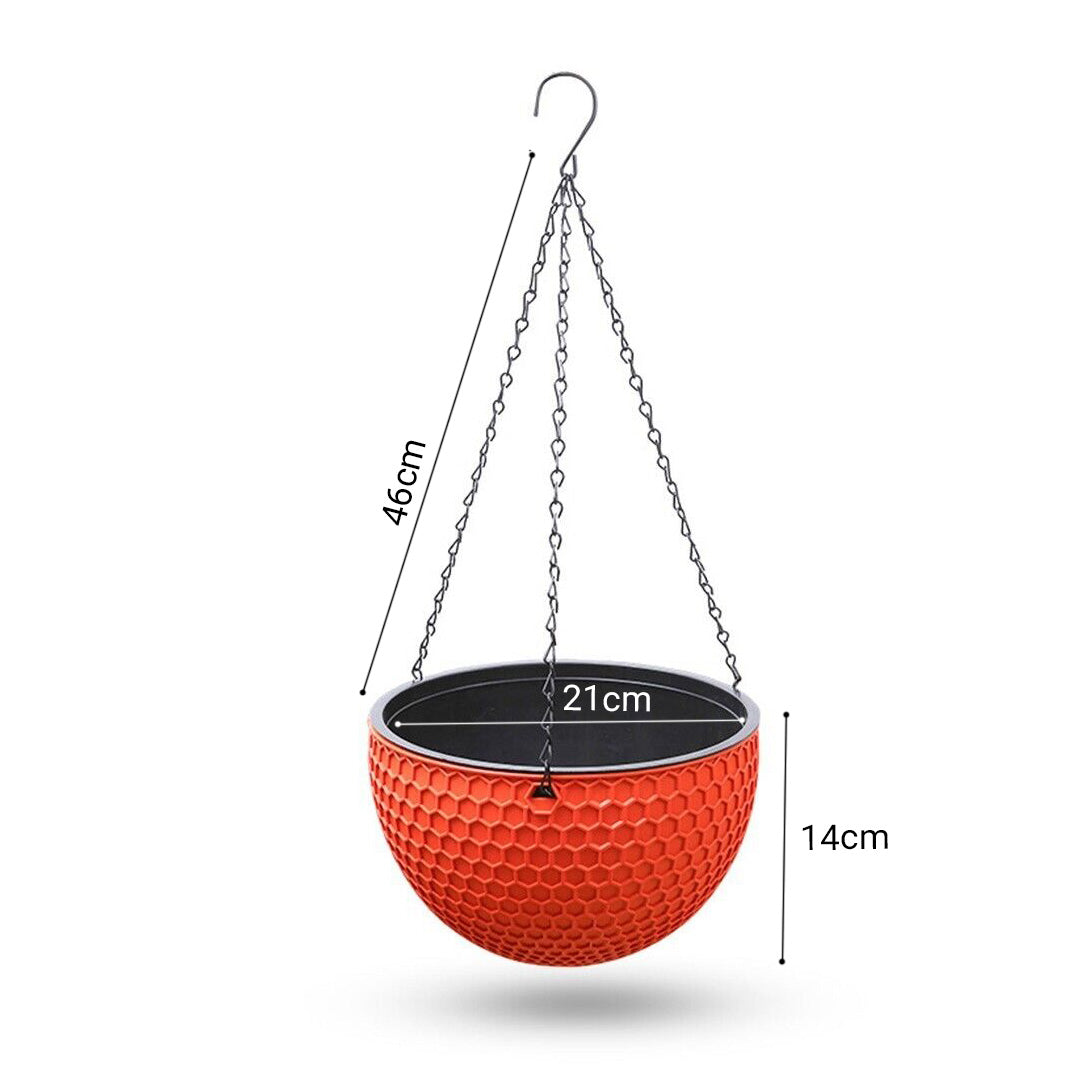 Medium Hanging Resin Self Watering Basket Planter/Pot - Red