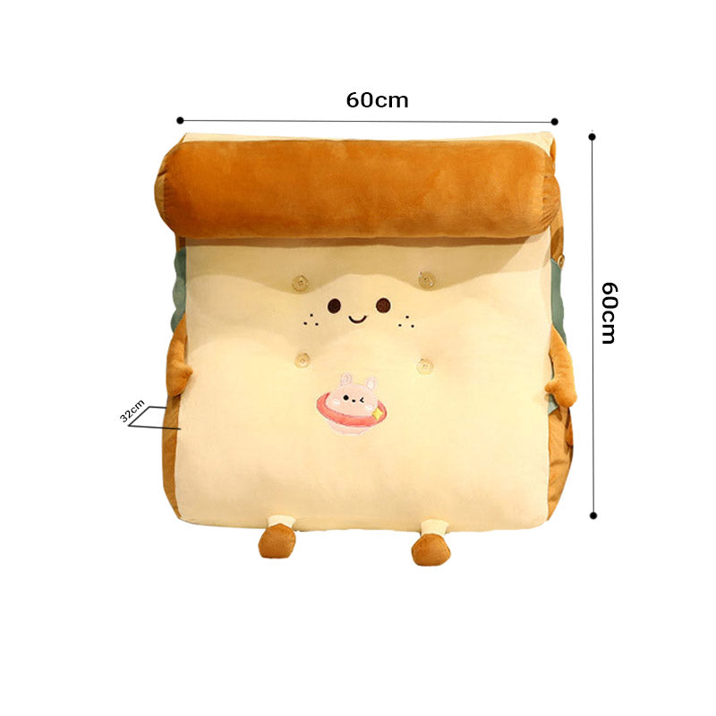 Smiley Face Cartoon Toast Bread Wedge Plush Cushion - 60cm