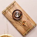 Brown Rectangle Wooden Acacia Food Serving Tray Charcuterie Board - 36cm