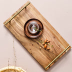 Brown Rectangle Wooden Acacia Food Serving Tray Charcuterie Board - 30cm