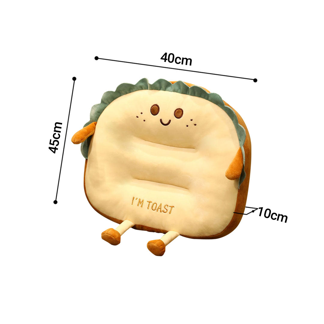 Smiley Cartoon Face Toast Bread Plush Cushion - 40cm