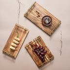 Brown Rectangle Wooden Acacia Food Serving Tray Charcuterie Board - 39cm