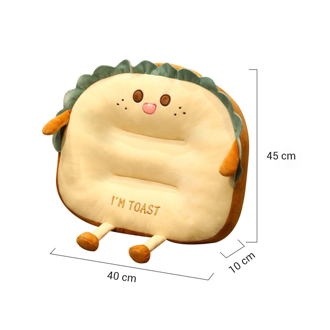 Cute Cartoon Face Toast Bread Plush Cushion - 40cm