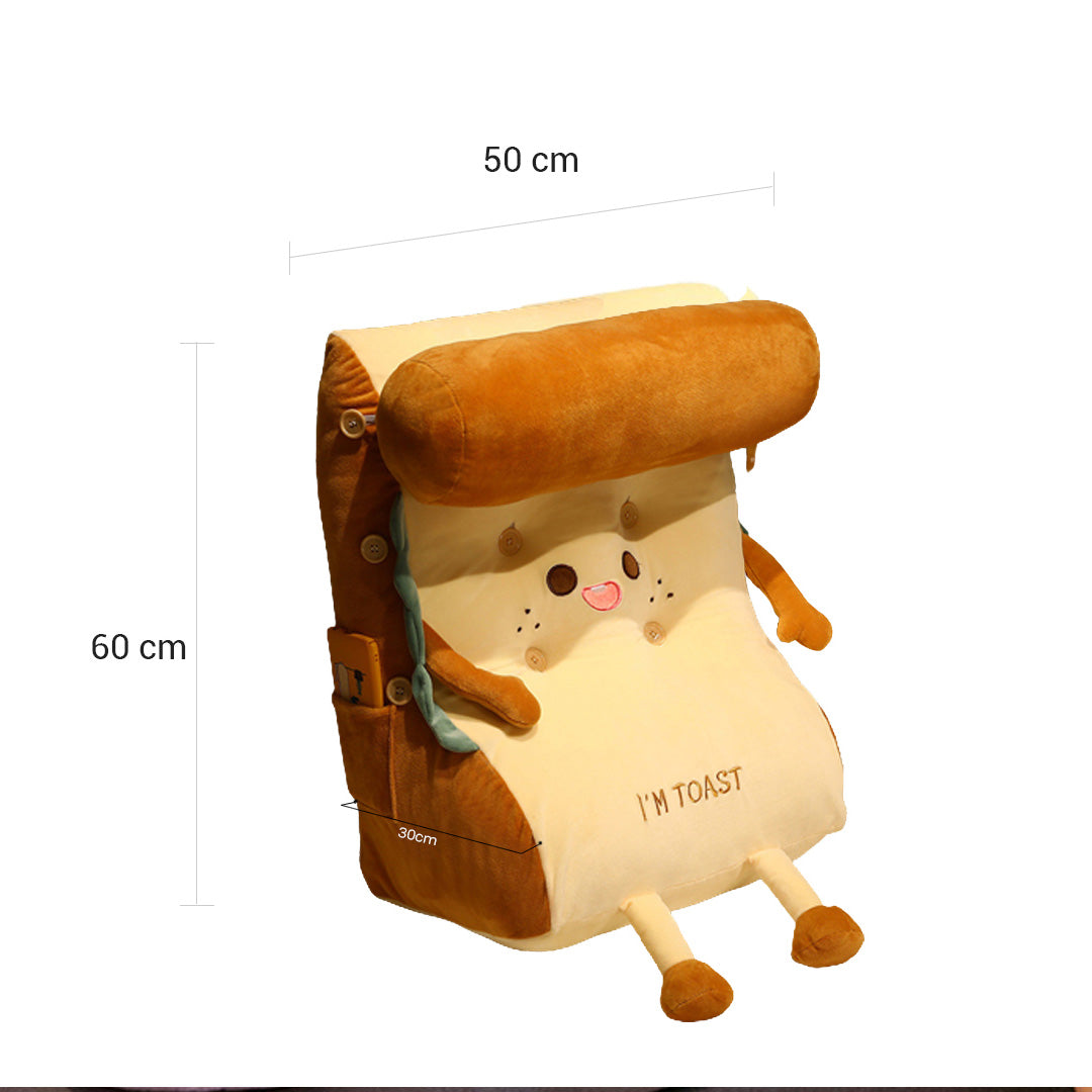 Cute Face Cartoon Toast Bread Wedge Plush Cushion - 50cm