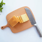 Brown Rectangle Wooden Serving Tray Chopping Board with Handle - 33cm
