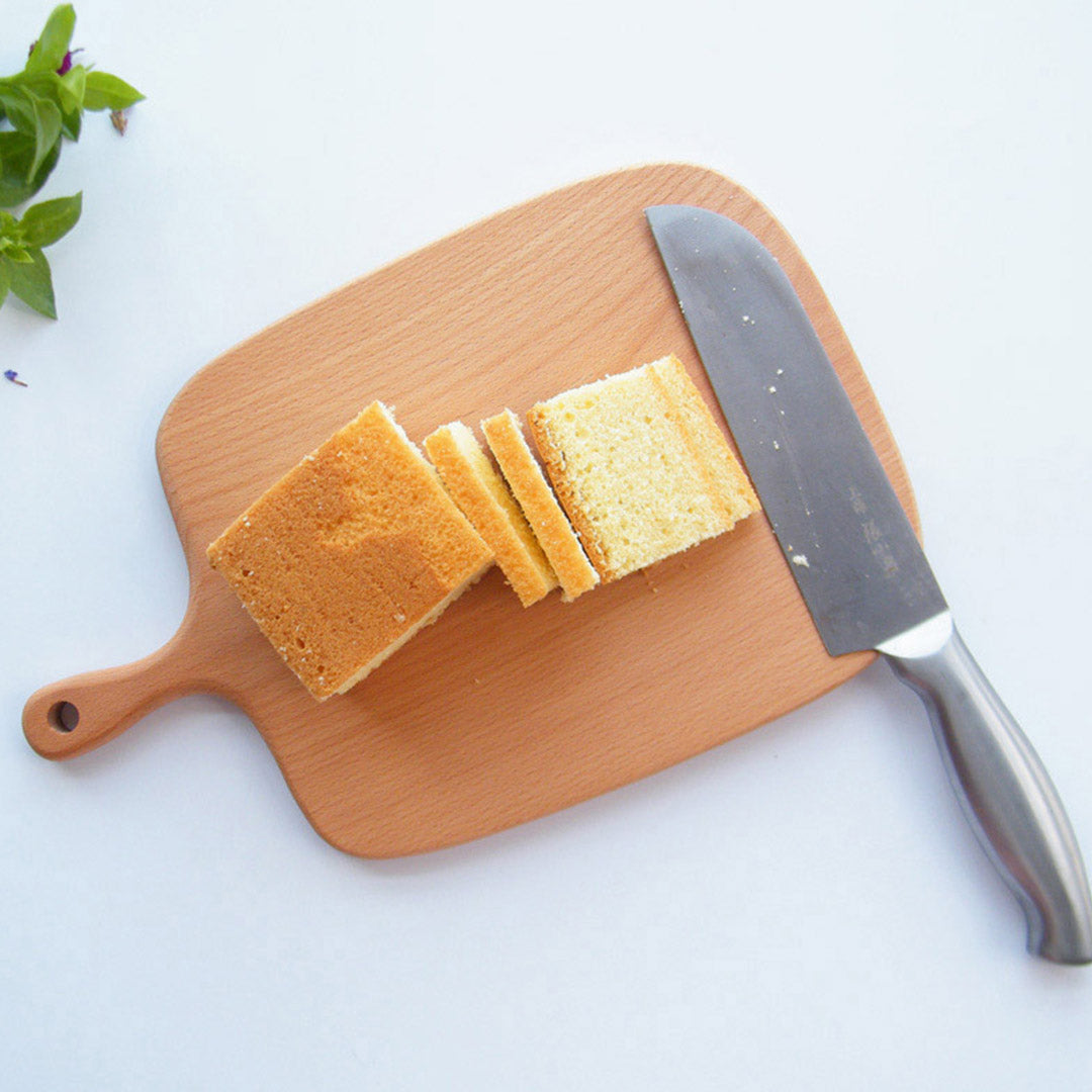 Brown Rectangle Wooden Serving Tray Chopping Board with Handle - 33cm