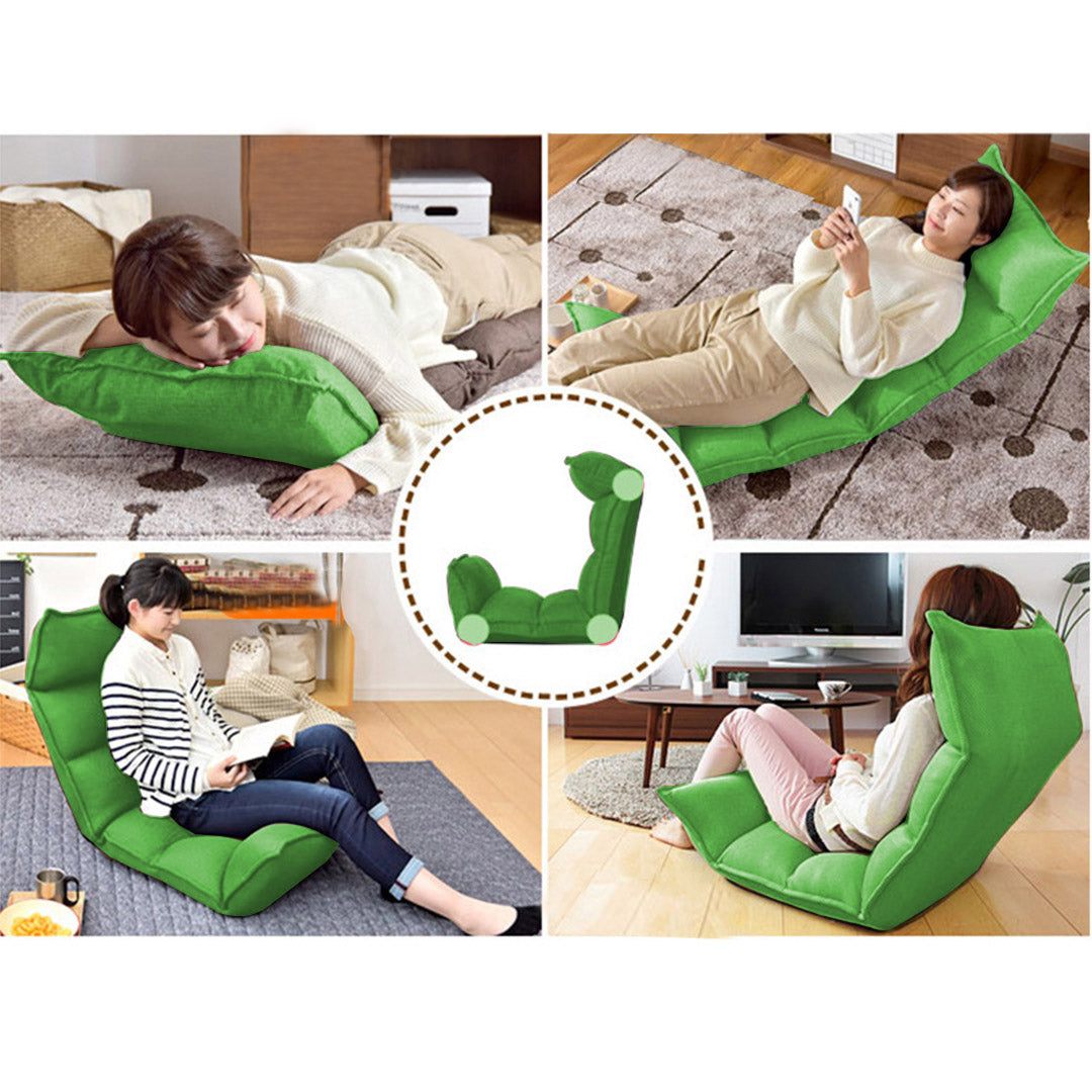 Foldable Tatami Floor Sofa Bed/ Lounge Chair/ Recliner/ Lazy Couch - Green
