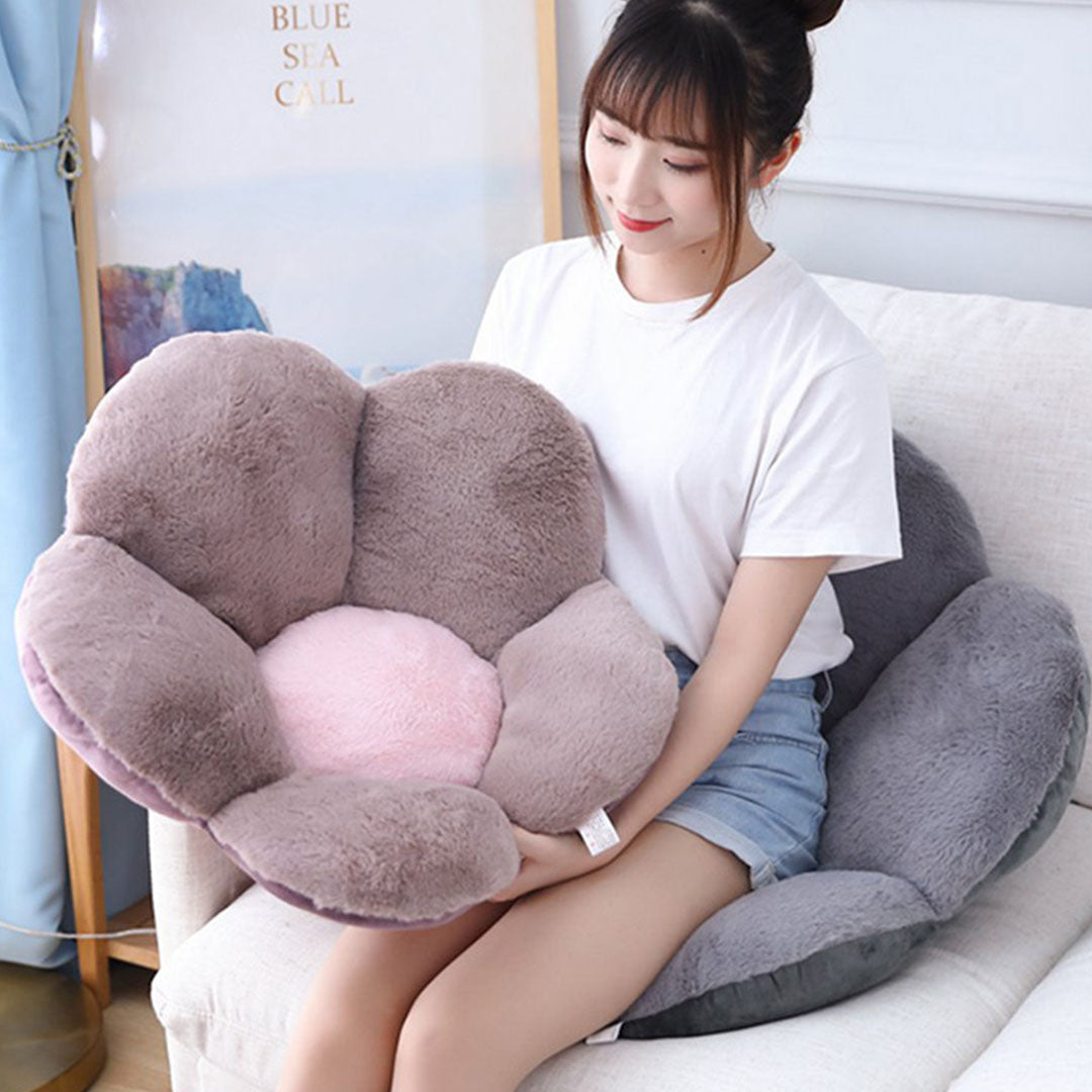 Whimsical Large Flower Plush Lazy Cushion/ Floor Pillow - Dark Gray