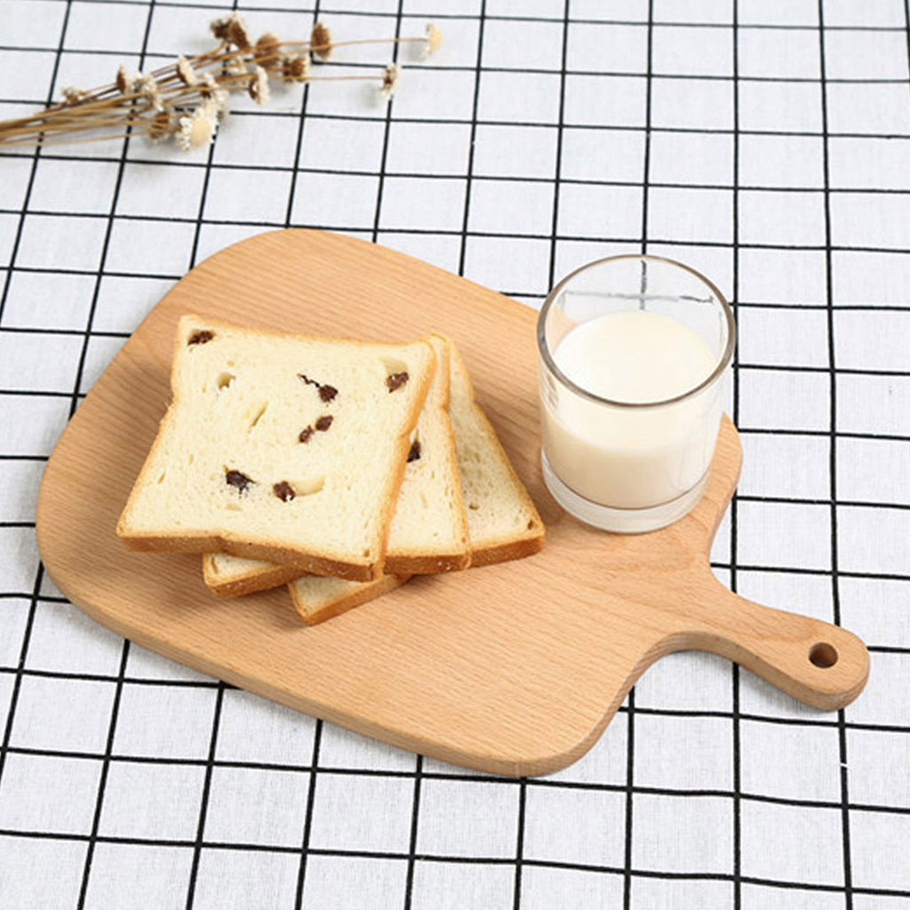 Brown Rectangle Wooden Serving Tray Chopping Board with Handle - 33cm
