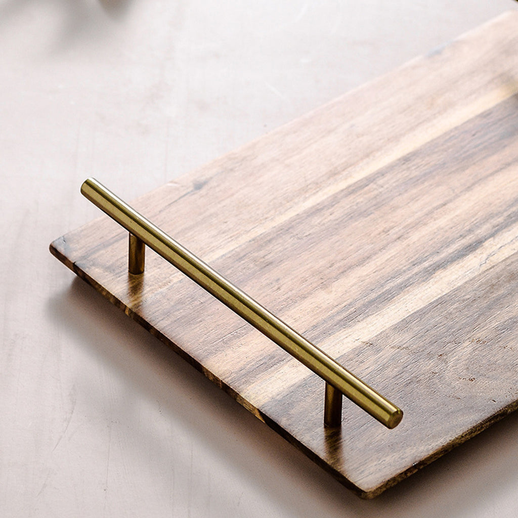 Brown Rectangle Wooden Acacia Food Serving Tray Charcuterie Board - 39cm