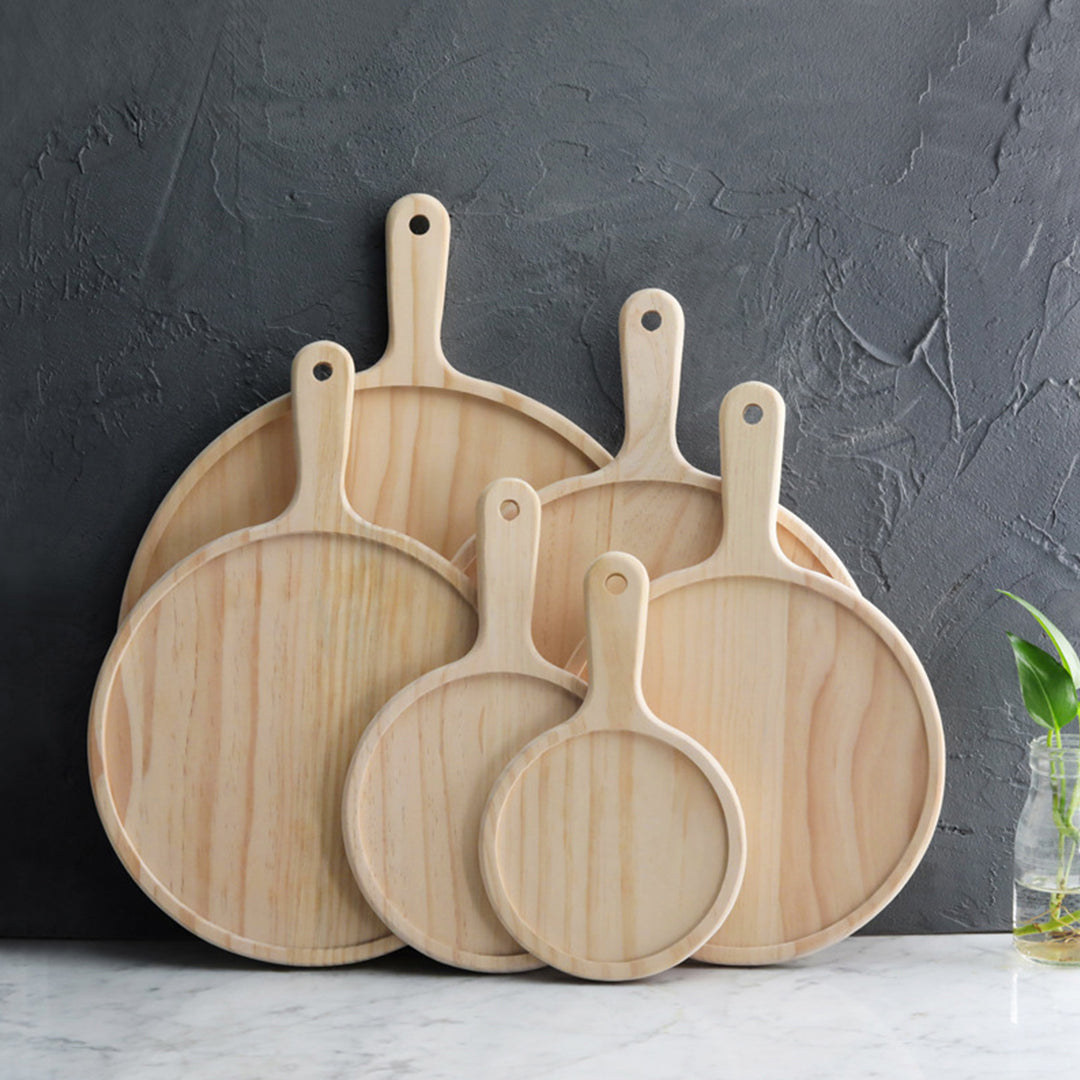 Round Premium Pine Wooden Food Serving Tray Charcuterie Board - 10 inch