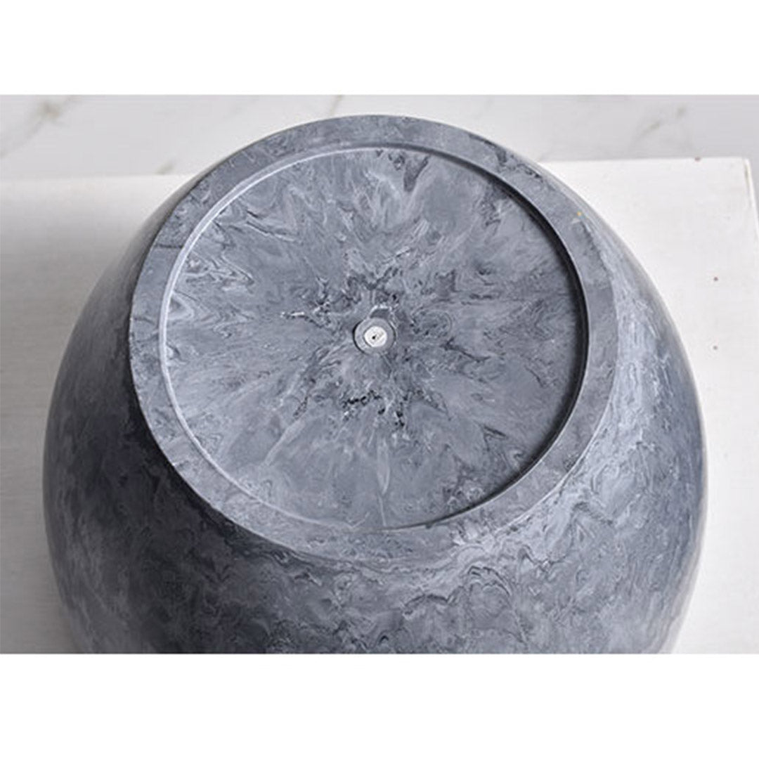 Weathered Grey Round Resin Planter Pot in Cement Pattern - 32cm