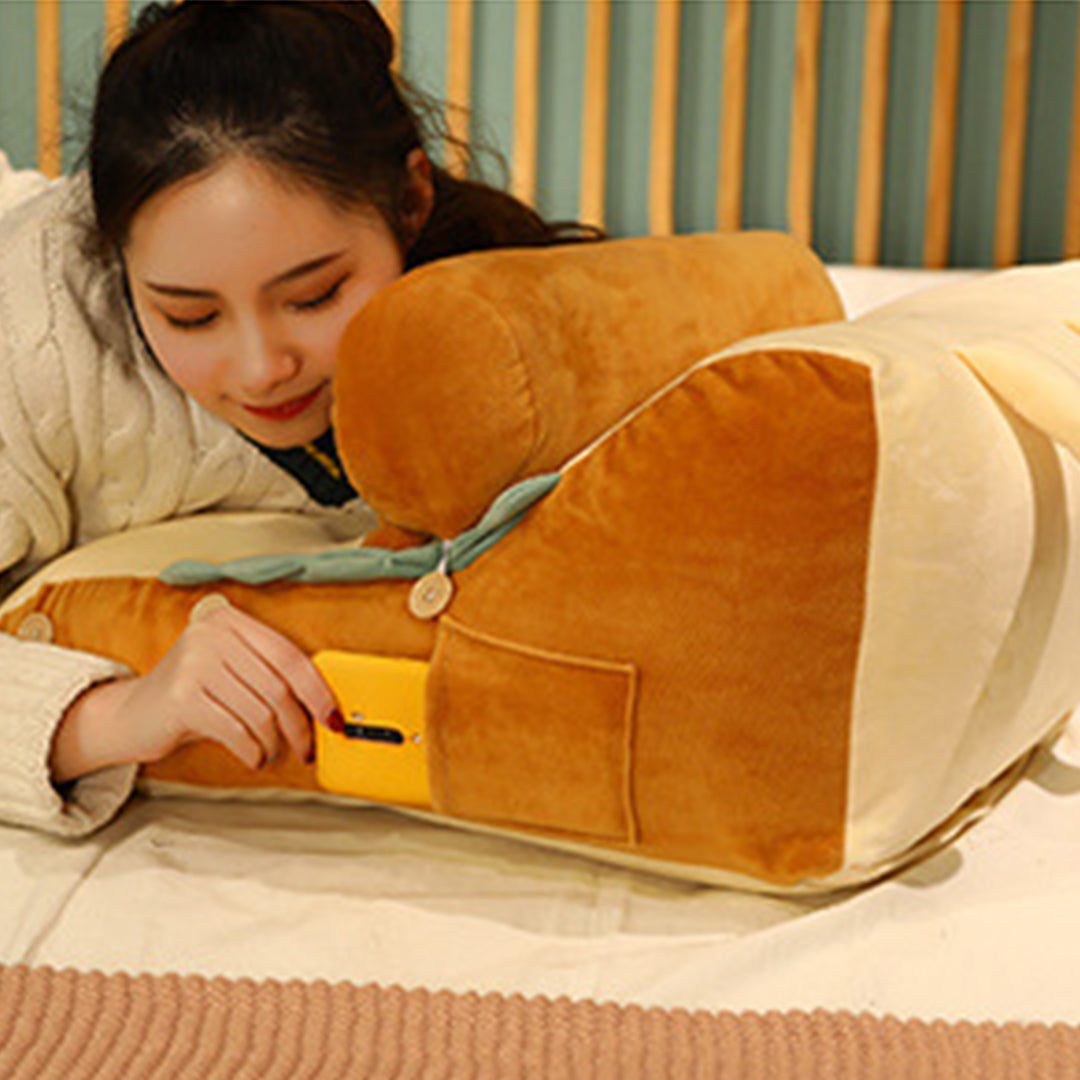 Cute Face Cartoon Toast Bread Wedge Plush Cushion - 50cm