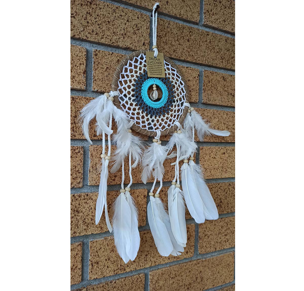 Boho Macrame Shell Dreamcatcher Wall Art - Aqua