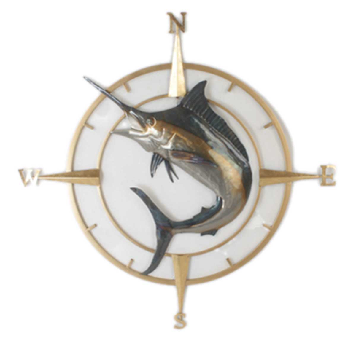 Compass With Fish Metal Art Wall Hanging | Wall Decor