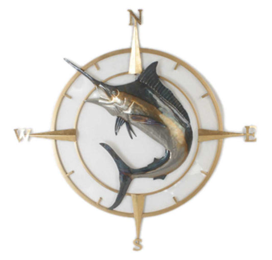 Compass With Fish Metal Art Wall Hanging | Wall Decor