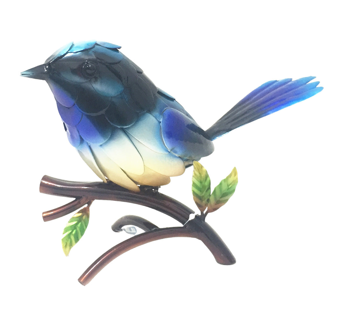 Blue Fantail on Branch Metal Free Standing - small tail | Home Decor
