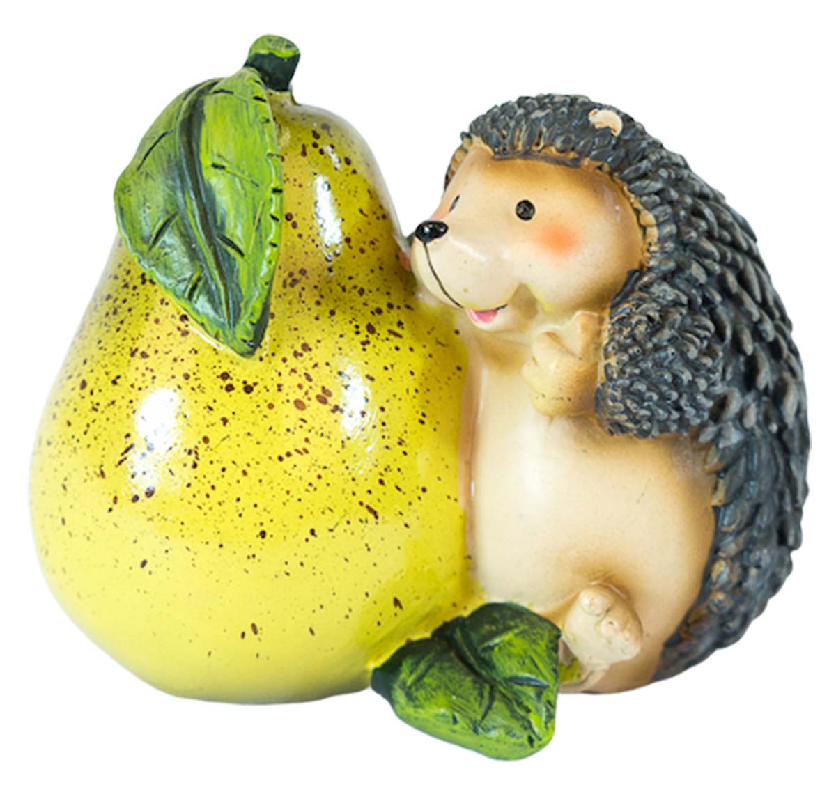 Mini Hedgehog With Pear - Poly Resin | Garden Decor | Home Decor