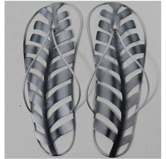 Jandal With Silver Fern Metal Wall Hanging Art | Home Decor