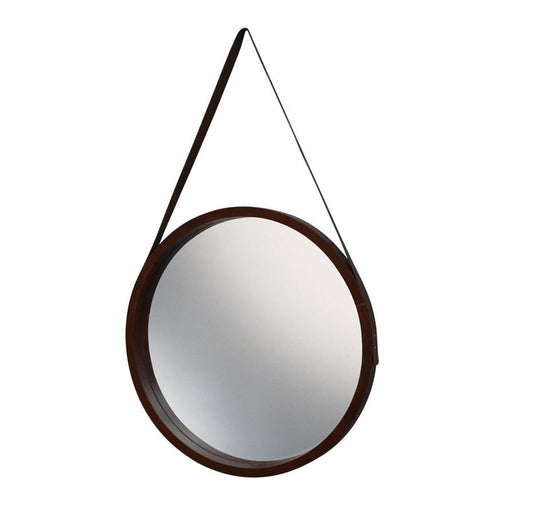 Leather Round Wall Hanging Mirror - Natural | Mirrors | Home Decor