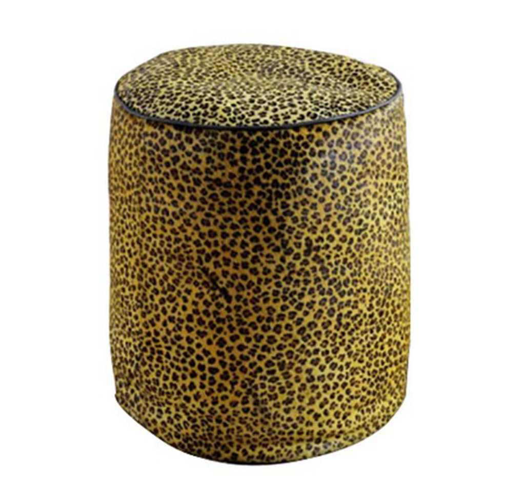 Leopard Hairon Leather Pouf
