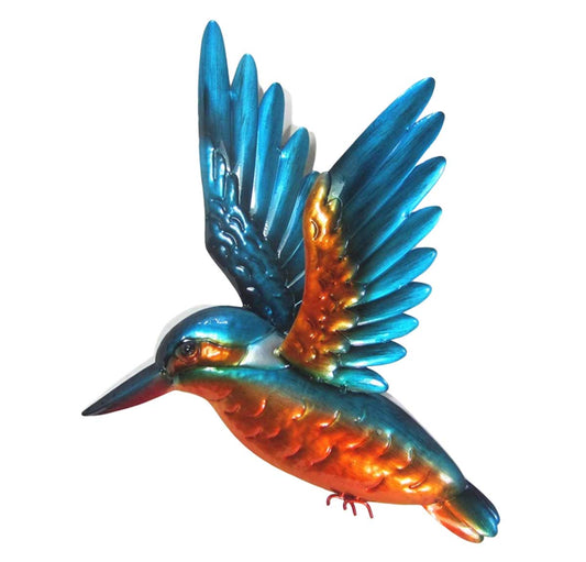 Kingfisher Wings Up Metal Art Wall Hanging - blue | Wall Decor | Home Decor