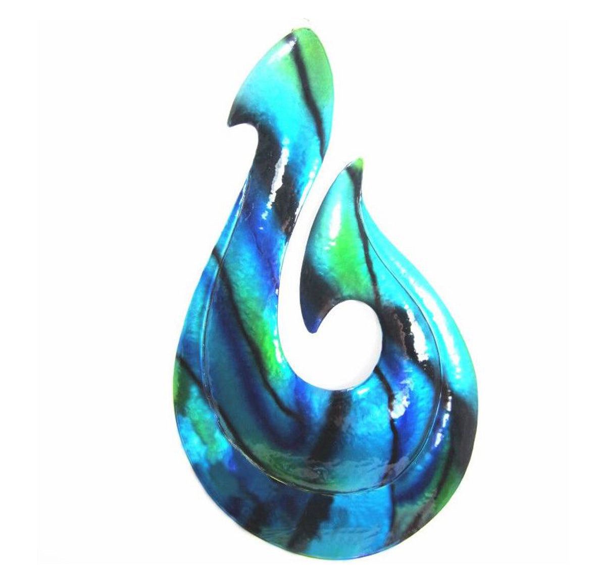 Koru Fish Hook Metal Wall Hanging Art - Blue | Home Decor